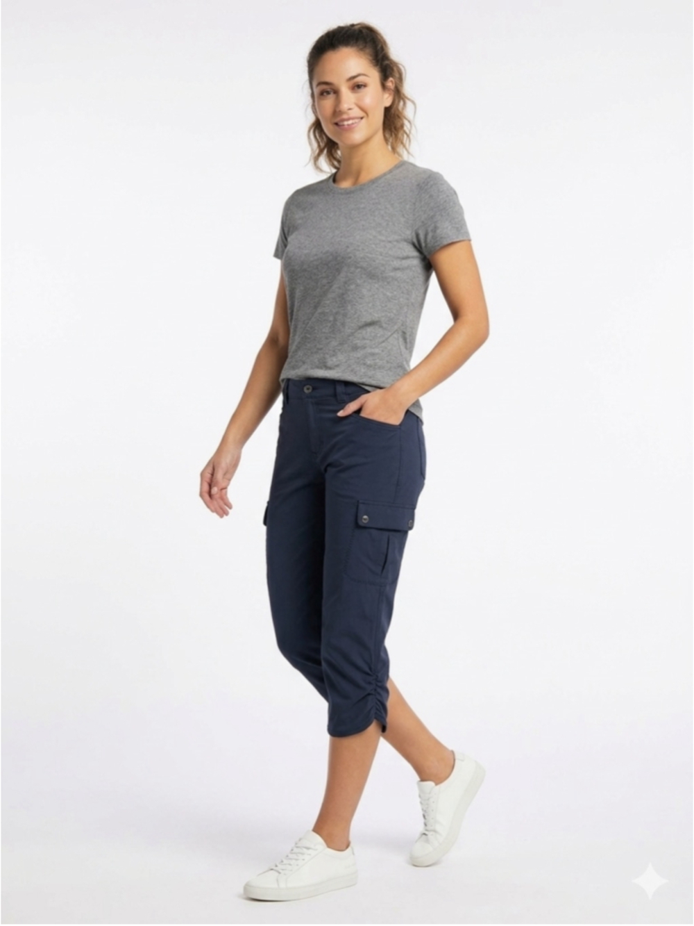 Eddie Bauer Travex Cargo Capri Hiking Pants Navy Blue Women's Size 12 - 939